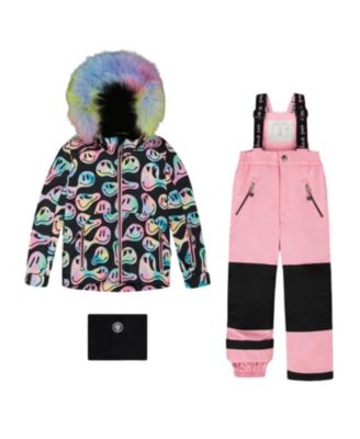 Girls' Two-Piece Play Snowsuit Smiley Face Jacket - Little Kid