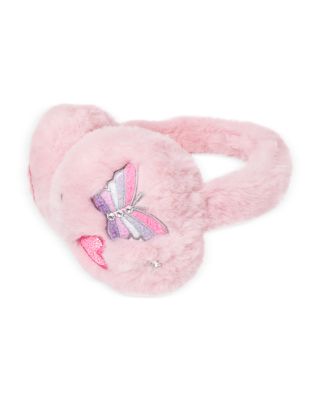 Girls' Butterfly Faux Fur Earmuffs & Gloves Set - Big Kid