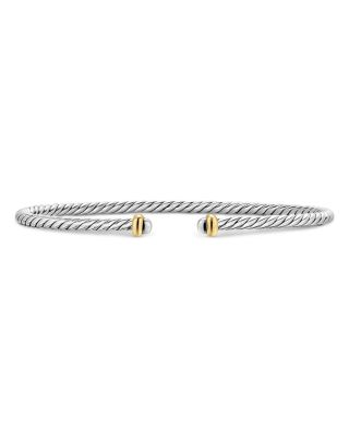 Micro Cable Flex&reg; Bracelet in Sterling Silver with 14K Yellow Gold, 2.6mm 