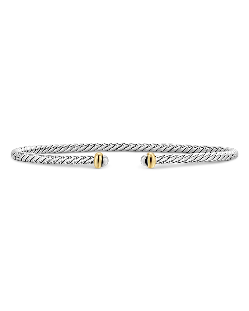 Micro Cable Flex Bracelet in Sterling Silver with 14K Yellow Gold, 2.6mm