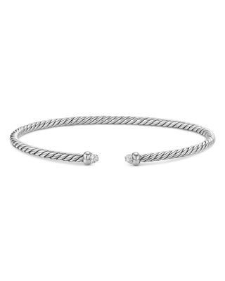 Micro Cable Flex&reg; Bracelet in Sterling Silver with Diamonds, 2.6mm