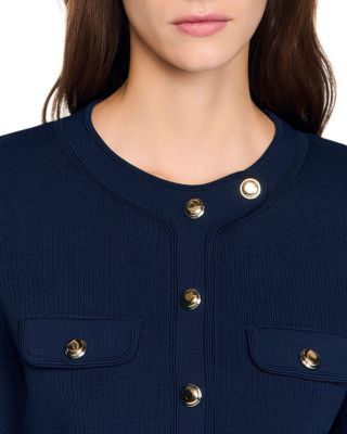 Cropped Rub Knit Cardigan