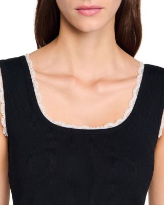 Bead Embroidered Ribbed Top