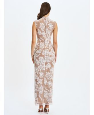  Tavia Beaded Teardrop Neckline Maxi Dress