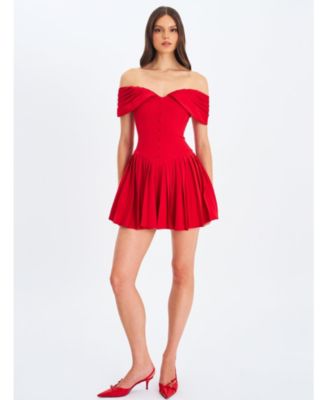 Narelle Off-Shoulder Sweetheart Drop Waist Mini Dress