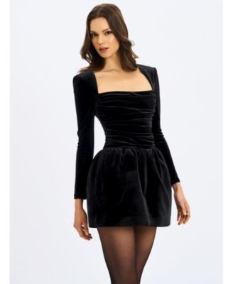  Catrina Velvet Square Neck Bow-Tie Mini Dress