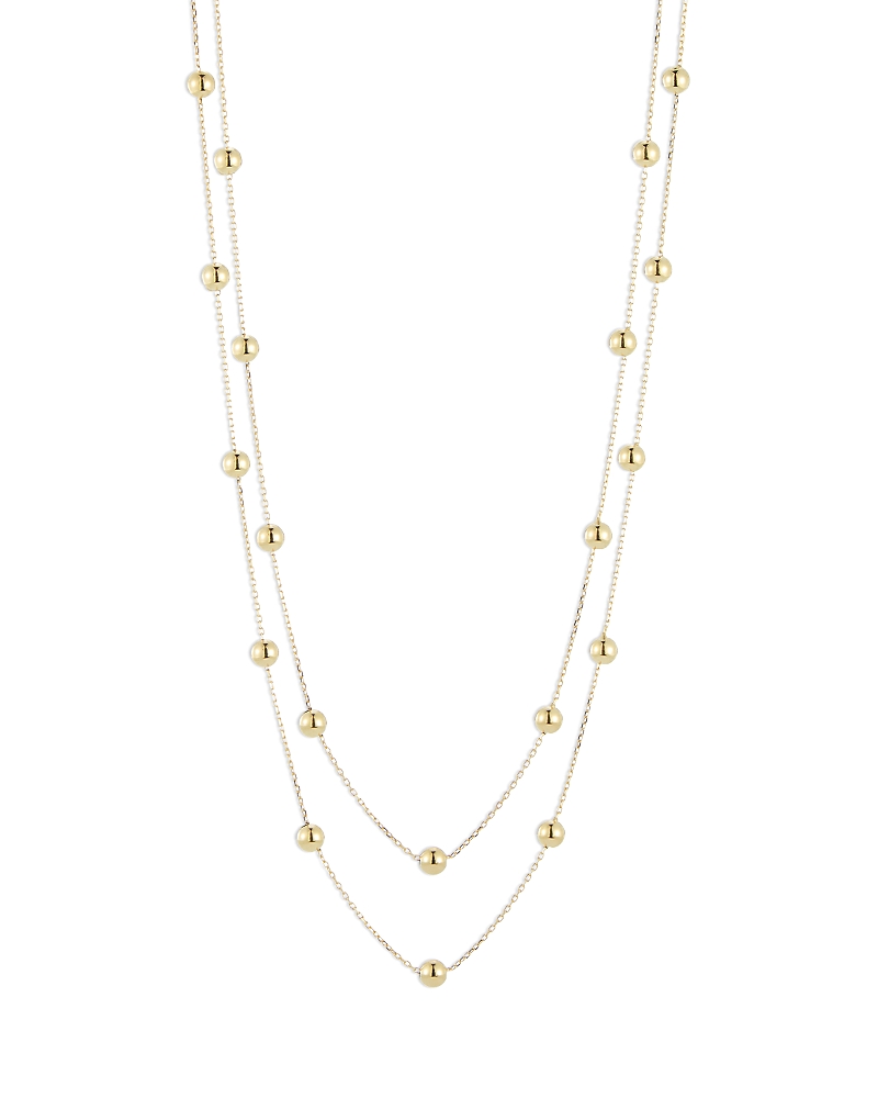 Bloomingdale's Fine Collection Polished Ball Double Layer Station Necklace, 18 in 14K Yellow Gold