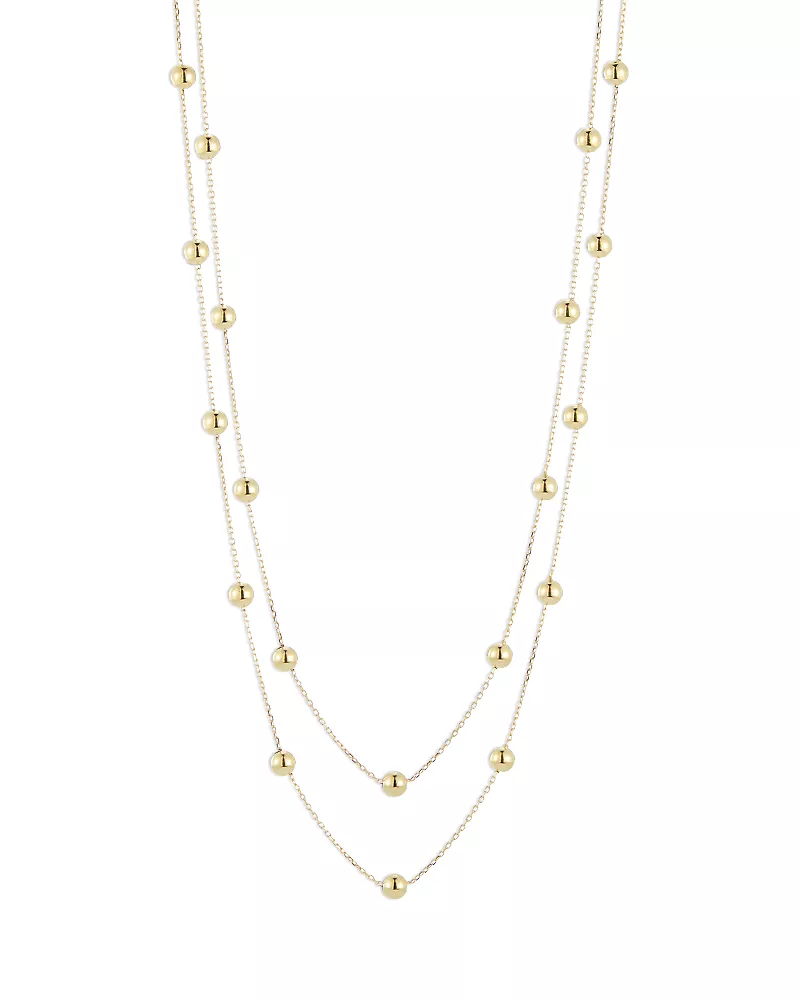 Bloomingdale's Fine Collection Polished Ball Double Layer Station Necklace, 18 in 14K Yellow Gold