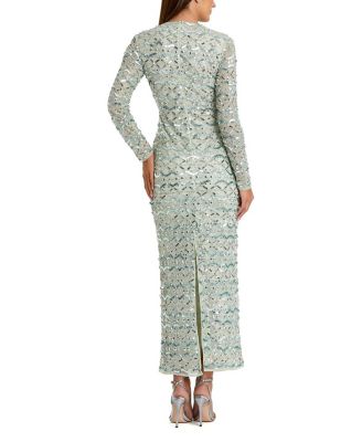 Geometric Embellished Long Sleeve Dress