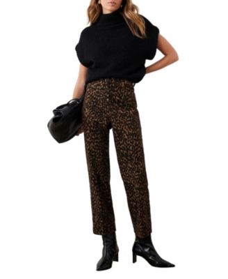 Women's Leopard Print Velvet Straight Trousers