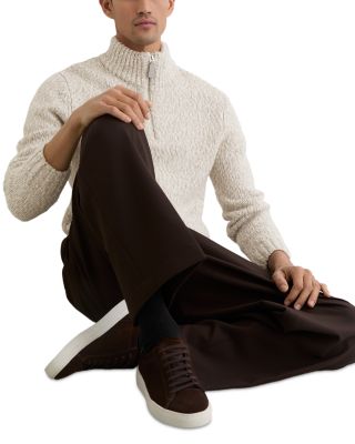 Textured Two Tone Half Zip Sweater