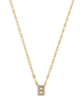14K Yellow Gold Diamond Initial B Pendant Necklace, 18" 