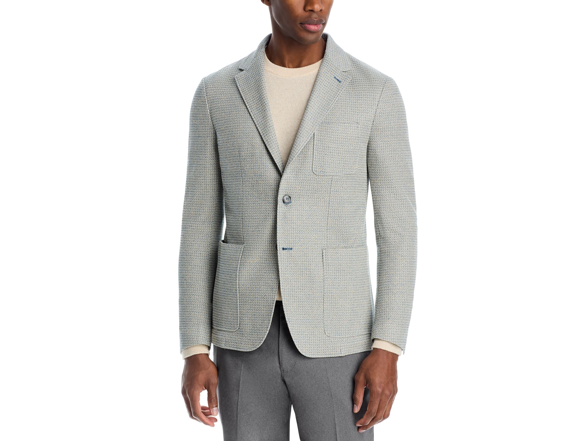 Linen & Cotton Textured Jersey Unstructured Sport Coat — Image 7