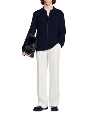 Zipped Viscose Knit Cardigan