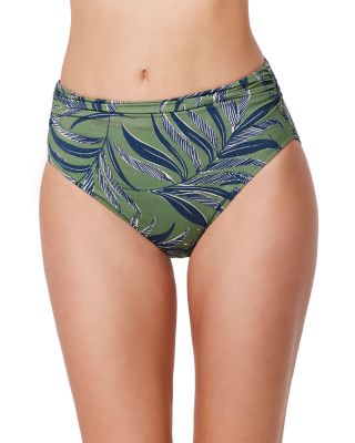 La Palm Mid Rise Shirred Waist Bikini Bottom