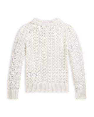 Girls' Pointelle Knit Cotton Cardigan - Little Kid