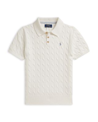 Boys' Cable Knit Cotton Polo Sweater - Big Kid