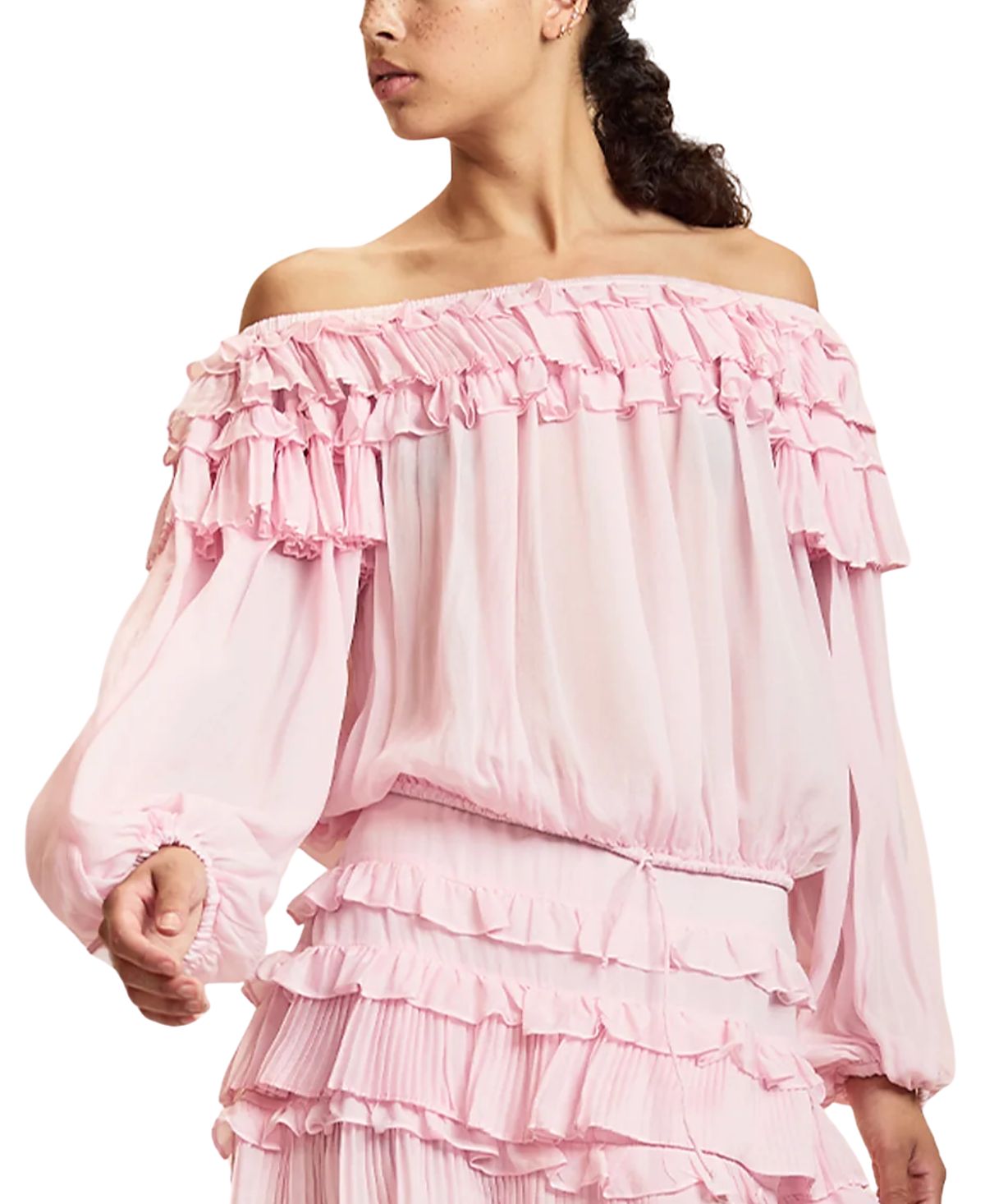 Cynthia Rowley Off Shoulder Ruffle Blouse