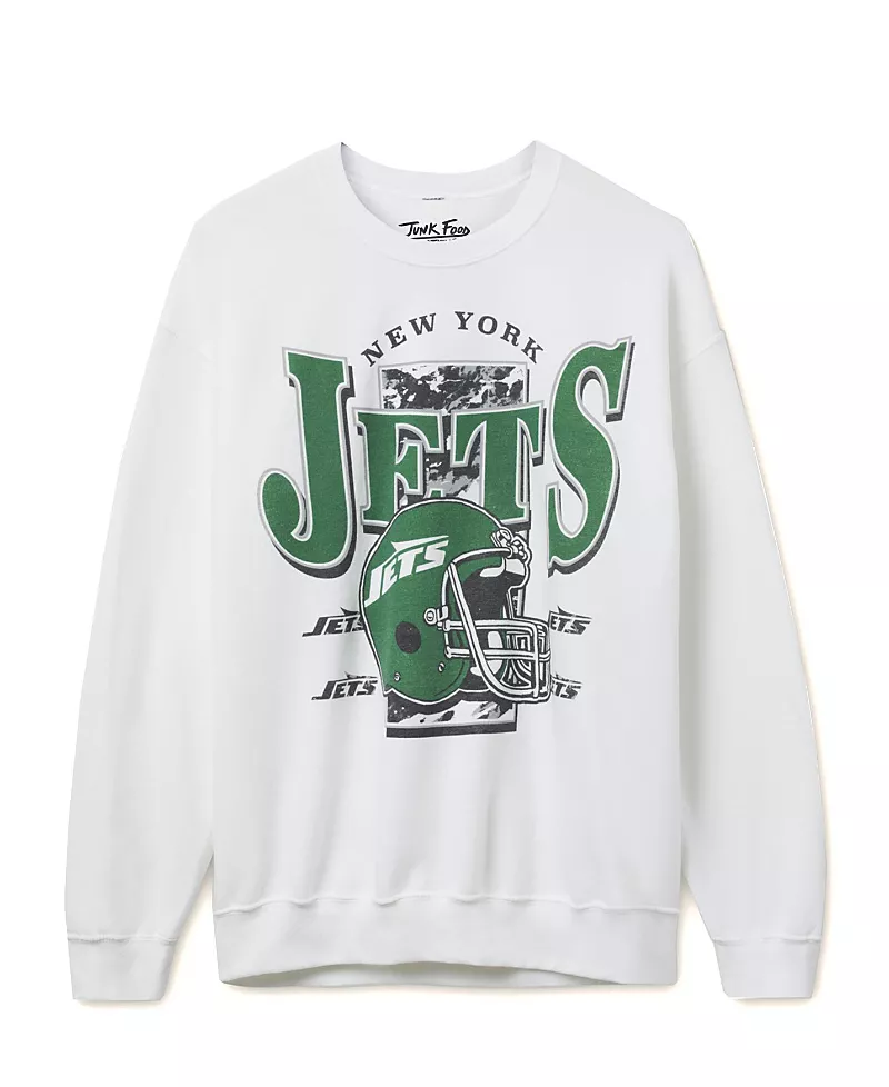 Junk Food Clothing Unisex Nfl New York Jets Conversion Flea Market Crew Fleece