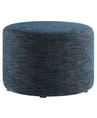  Callum Large 23" Round Woven Heathered Fabric Upholstered Ottoman