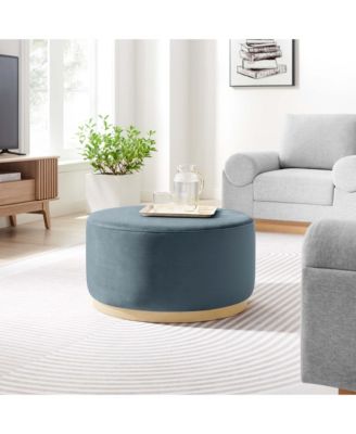  Tilden Large 29" Round Performance Velvet Upholstered Ottoman