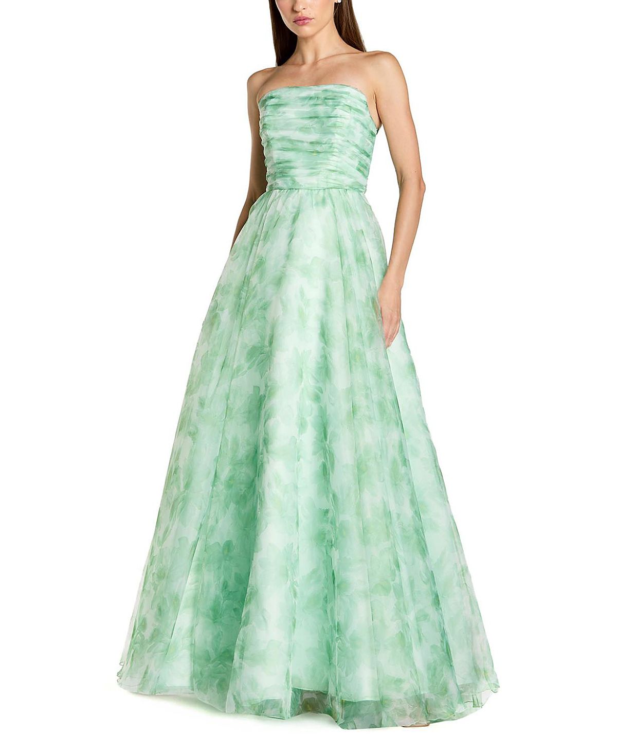 Mac Duggal Strapless Chiffon Gown with Ruffle Detail