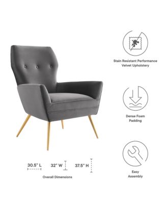  Renata Button Tufted Performance Velvet Armchair