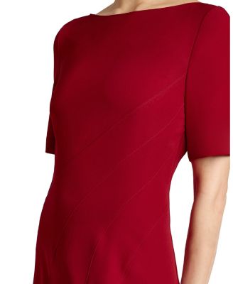 Inez Short Sleeve Midi A Line Dress in Soft Stretch Crepe