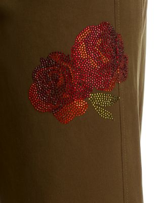 Heatset Roses Mylah High Rise Jeans in Dark Olive Multi