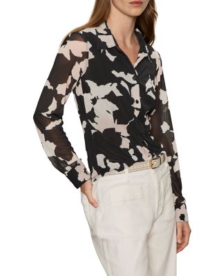 Fitted Mesh Button Down Top