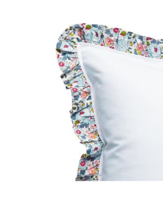  Liberty Fabric Betsy Grey Print Frill Edge White Pillowcase, Standard