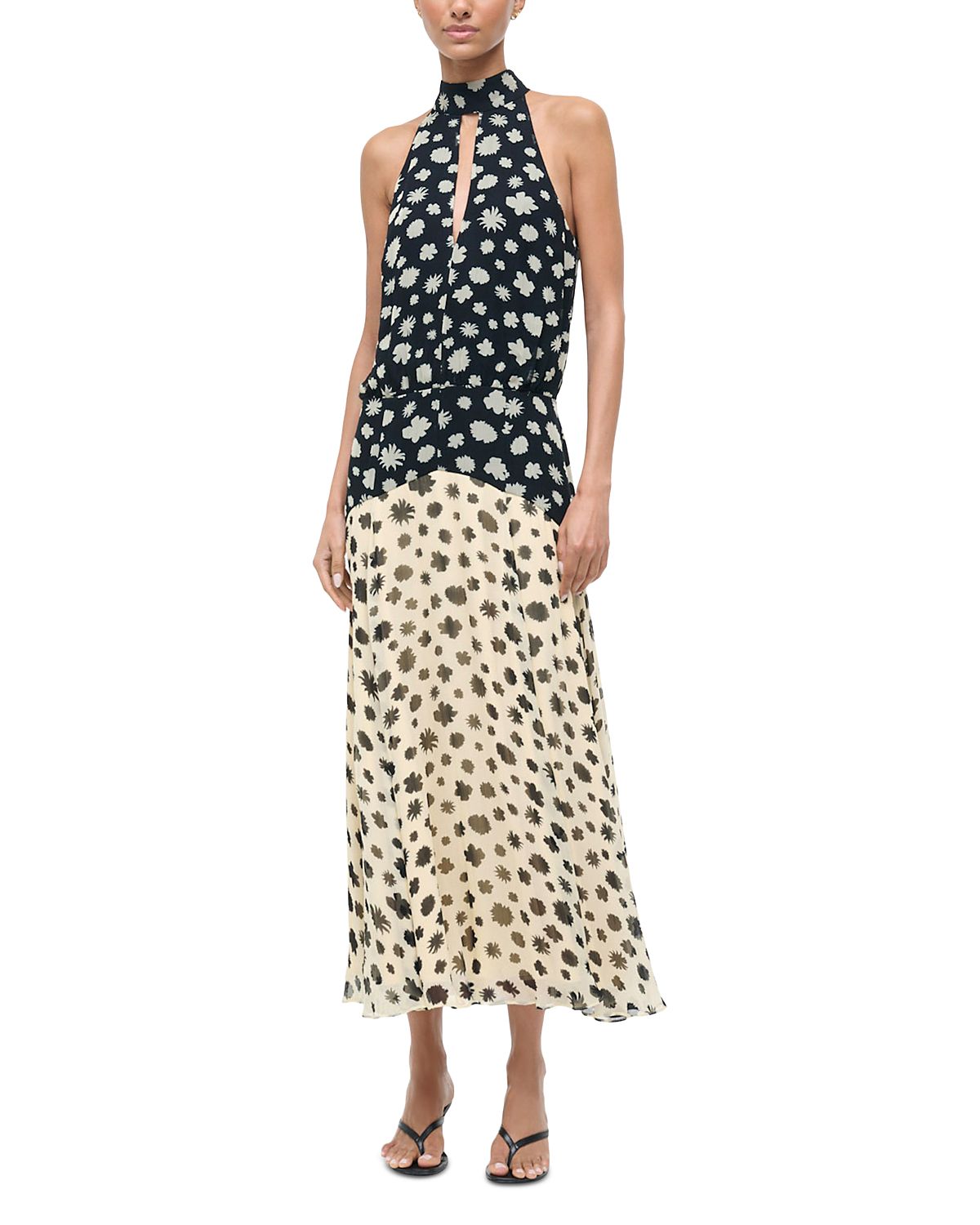 Staud Camryn Two Tone Tie Back Dress