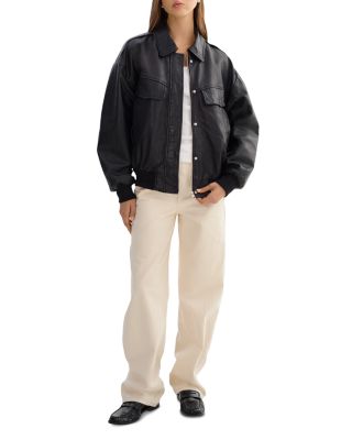 Trevanna Leather Bomber Jacket