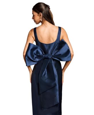 Twill Sleeveless Column Bow Back Dress