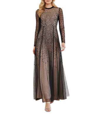 Sequin Cascade Round Neck Gown