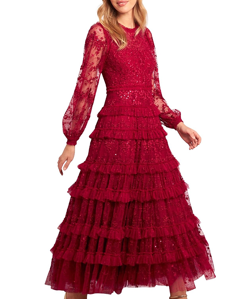 Needle & Thread Blossom Long Sleeve Lace Ankle Gown