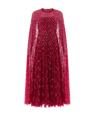 Heart Lattice Cape Ankle Gown