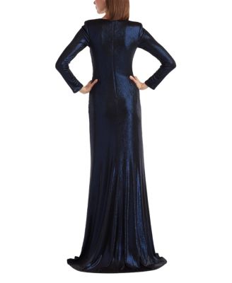 Esau Metallic Crisscross Draped Gown