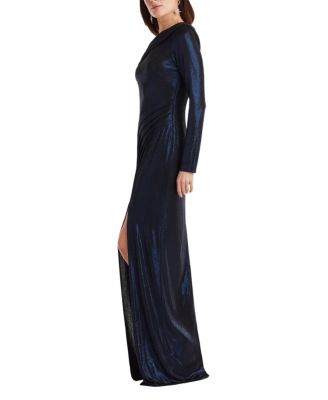  Toryn Metallic Pleated Draped Gown
