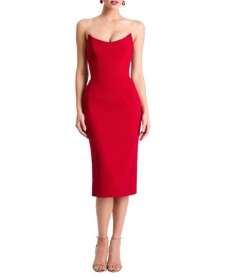 Celia Pointed Scoop Neck Strapless Midi Dress