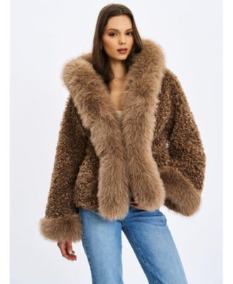  Kali Jumbo Faux Fur Trimmed Teddy Coat with Hood