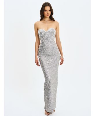  Noelle Sequin Faux Pearl Embellished Maxi Dress