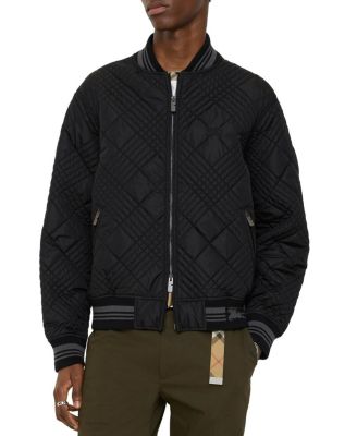  Micro Check-stitch Nylon Blend Bomber Jacket