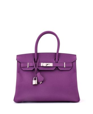 Birkin 30 Handbag Purple Epsom with Palladium Hardware