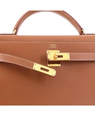 Kelly 32 Handbag Brown Courchevel with Gold Hardware