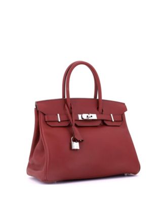 Birkin 30 Handbag Red Swift with Palladium Hardware