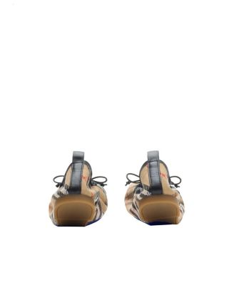  Women's Check Fawn Ballerinas