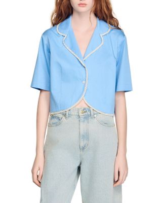 Beaded Trim Cotton Shirt 