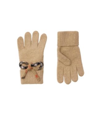  Unisex Check Bow Wool Cashmere Gloves
