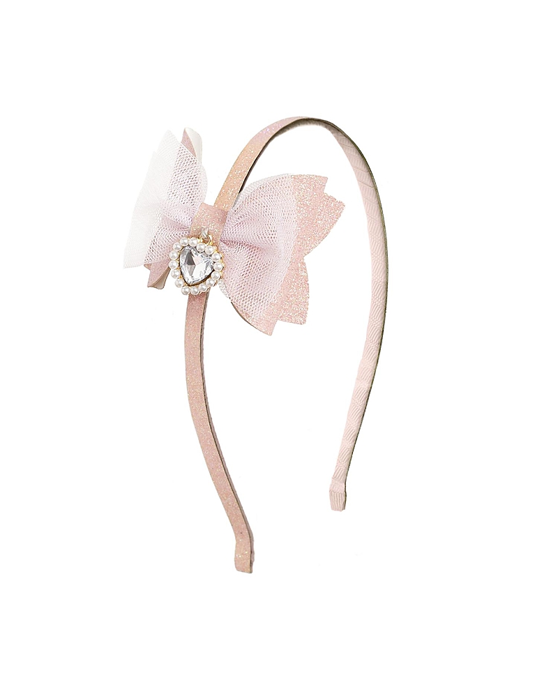 Sweet Wink Girls' Heart Charm Glitter Bow Headband - Little Kid, Big Kid